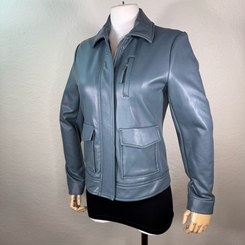 NEW NWT Nic+Zoe Faux Vegan Leather Fitted Bomber Jacket Size Small
